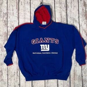 New York Giants Mens NYG VTG 1990s Blue NFL Football Hoodie Pullover Sweatshirt